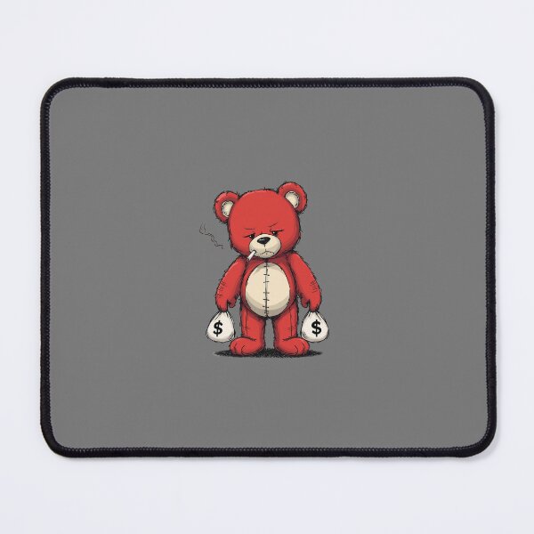 Item preview, Gangster Teddy Bear – Red Badass Bear with Money Bags and Cigarette Illustration designed and sold by PixelVibe782.