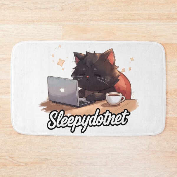 Item preview, Sleepydotnet: Eepy Black Cat Working Late | Cozy Home Office Kitten designed and sold by EchoPrint Co..