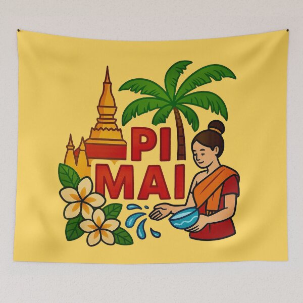 Item preview, Pi Mai Laos — Songkran Celebration designed and sold by Myra365Art.
