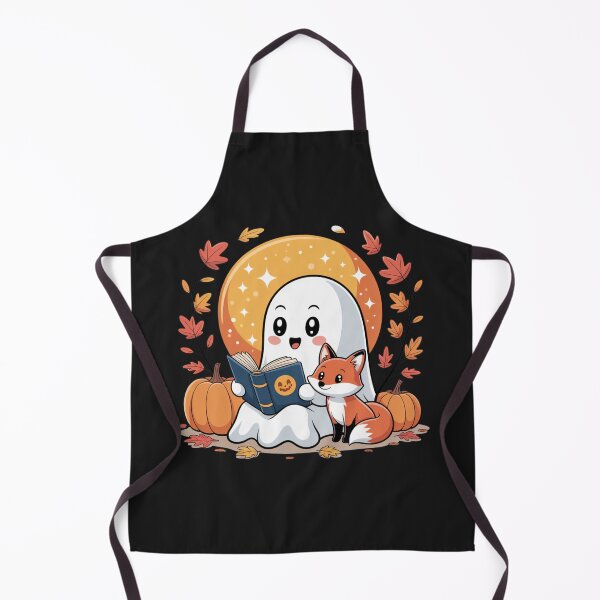 Artikelvorschau, Geisterlesung mit Fuchs | Süßes Halloween Kawaii Geist und Fuchs Design entworfen und verkauft von ColorSplash123.