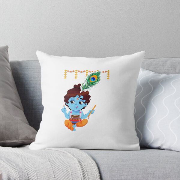 Item preview, Cute Baby Krishna Sticker – Janmashtami Baby Krishna with Peacock Feather & Butter Pot designed and sold by SassyArtist9006.