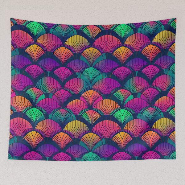 Artikelvorschau, Neon Deco Waves – Lebendiges geometrisches Muster entworfen und verkauft von CraftedHome.