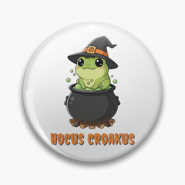 Item preview, Hocus Croakus – Cute Kawaii Frog Witch on a Bubbling Cauldron designed and sold by Dino-Lune.