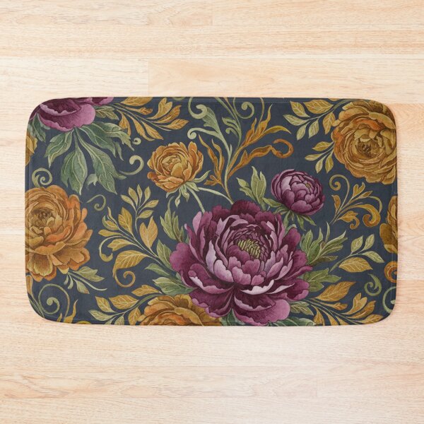 Item preview, Moody Autumn Watercolor Pattern – Deep Plum & Gold Florals designed and sold by skysshobu.
