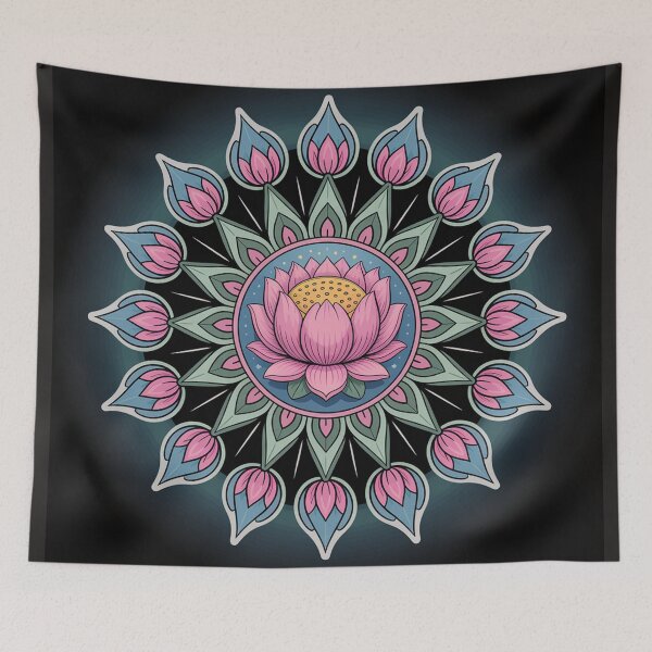Item preview, mystical  mandala with a lotus flower at its center.  designed and sold by Lilashakti ⭐️ ⭐️ ⭐️ ⭐️ ⭐️.