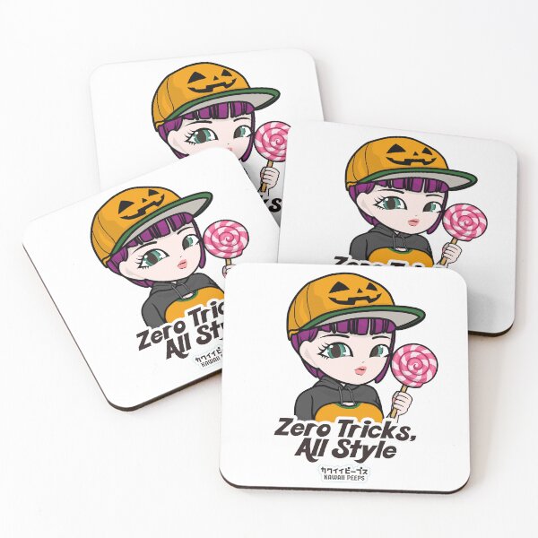 Item preview, Halloween Lollipop Candy “Zero Tricks, All Style” Kawaii Pumpkin Cap Girl Design designed and sold by P-L-Sardines.