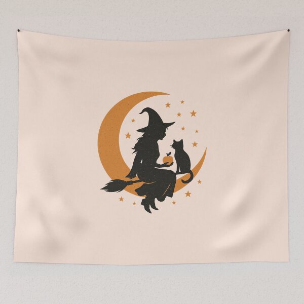 Item preview, Witch and Cat on Crescent Moon – Vintage Silhouette designed and sold by Bratak.