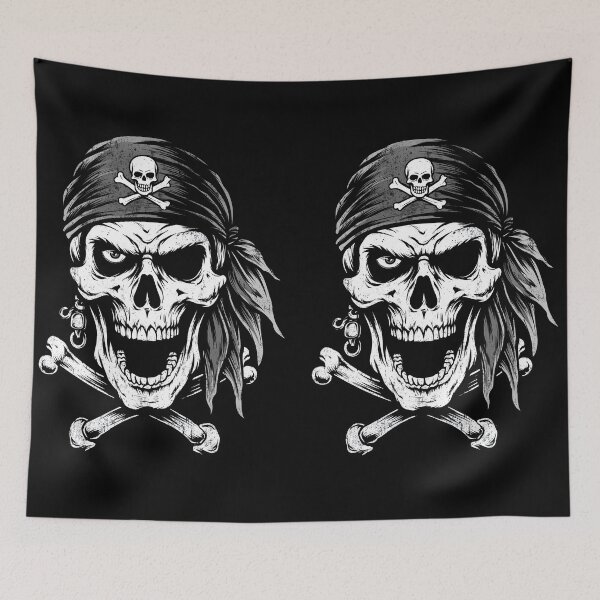 Item preview, Grinning Pirate Skull with Eyepatch and Crossed Bones designed and sold by Piotrek0001.