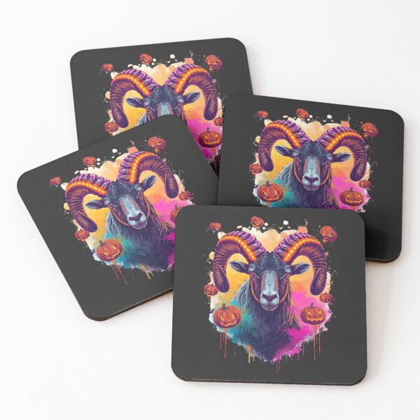 Item preview, Neon Halloween Ram – Glowing Fantasy Animal Art Design designed and sold by ColorSplash123.