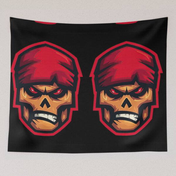 Item preview, Angry Geometric Skull Mascot with Glowing Red Eyes designed and sold by Piotrek0001.