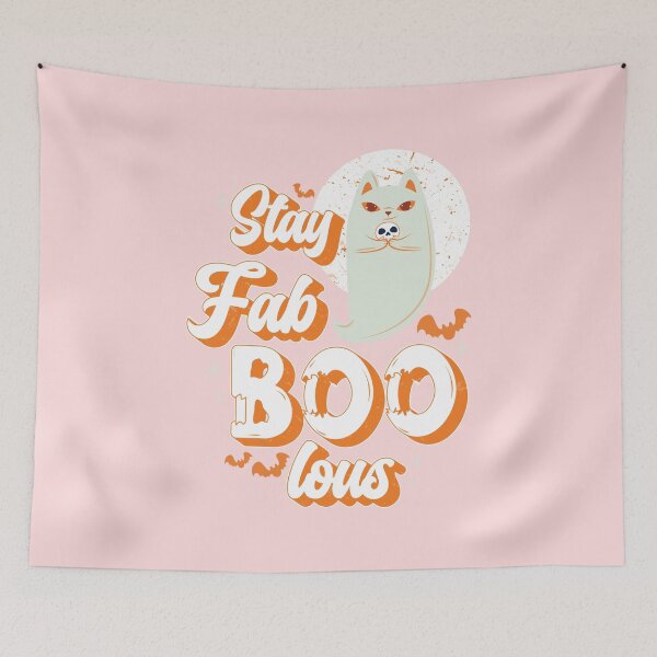 Item preview, Stay Fab-BOO-lous – Retro Spooky Cat Halloween Art designed and sold by chillaxcats.