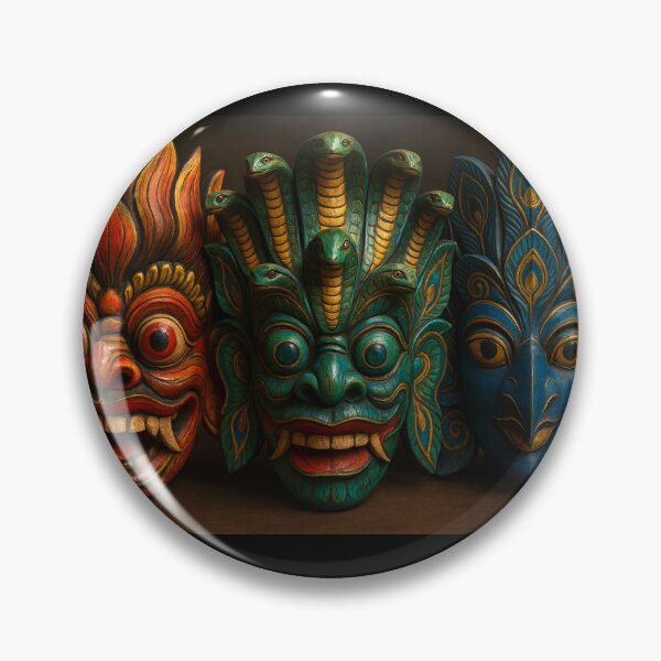 Item preview, The Three Raksha Masks  designed and sold by Ceylon Luxe Collections.