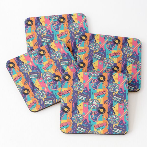 Item preview, Retro 70s and 80s Disco Party Pattern - Mirror Ball and Neon Printed Textile - Vintage Groove Music designed and sold by DibuHumor.