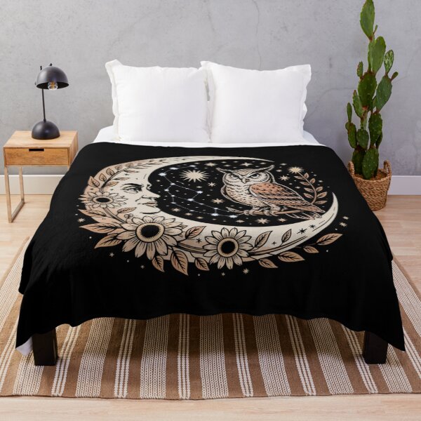 Artikelvorschau, Moon and Owl with Stars – Cosmic Spiritual Illustration entworfen und verkauft von WitchyWhisper.