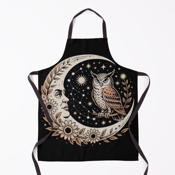 Artikelvorschau, Moon and Owl with Stars – Cosmic Spiritual Illustration entworfen und verkauft von WitchyWhisper.