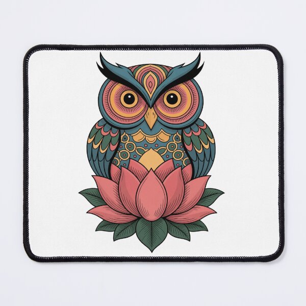 Item preview, Colorful Owl and Lotus – Spiritual Bohemian Design designed and sold by WitchyWhisper.