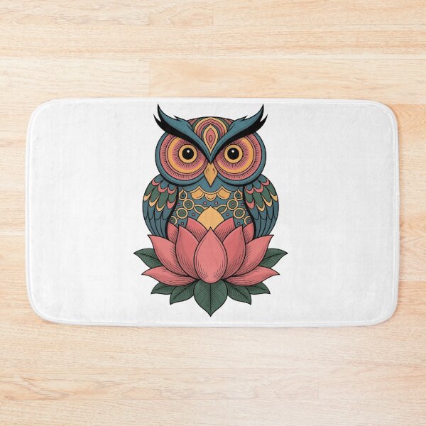 Item preview, Colorful Owl and Lotus – Spiritual Bohemian Design designed and sold by WitchyWhisper.