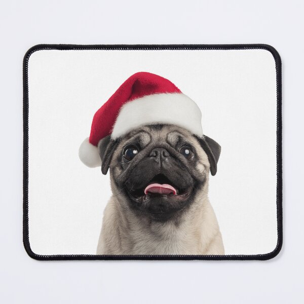 Item preview, Pug dog with Christmas Hat – Festive Pug Xmas Design designed and sold by LazyOwlStore.