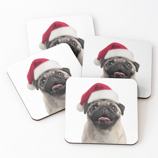 Item preview, Pug dog with Christmas Hat – Festive Pug Xmas Design designed and sold by LazyOwlStore.
