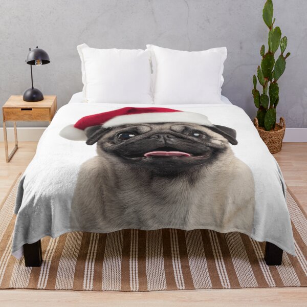 Item preview, Pug dog with Christmas Hat – Festive Pug Xmas Design designed and sold by LazyOwlStore.