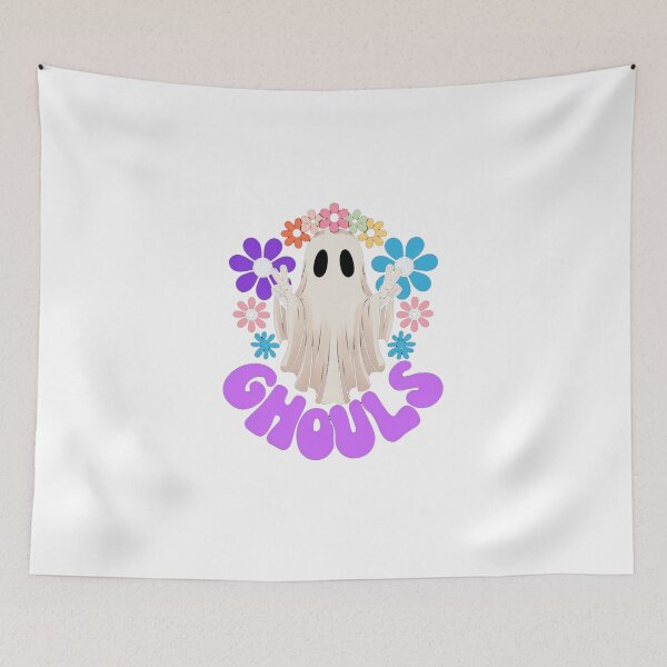 Item preview, Playful Ghost with Flower Crown and Peace Sign designed and sold by RuweisVibes.