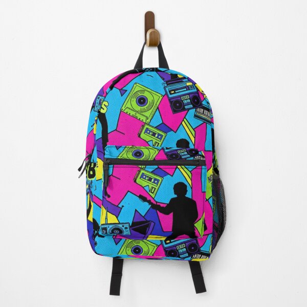 Item preview, Retro 80s Neon Musical Pattern - New Wave and Synthwave Printed Textile - Boombox and Guitar Aesthetic designed and sold by DibuHumor.