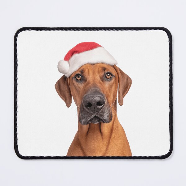 Item preview, Rhodesian Ridgeback dog with Christmas Hat – Festive Rhodesian Ridgeback Xmas Design designed and sold by LazyOwlStore.