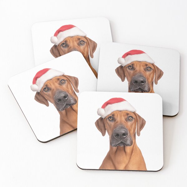 Item preview, Rhodesian Ridgeback dog with Christmas Hat – Festive Rhodesian Ridgeback Xmas Design designed and sold by LazyOwlStore.