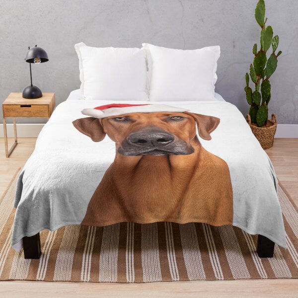 Item preview, Rhodesian Ridgeback dog with Christmas Hat – Festive Rhodesian Ridgeback Xmas Design designed and sold by LazyOwlStore.