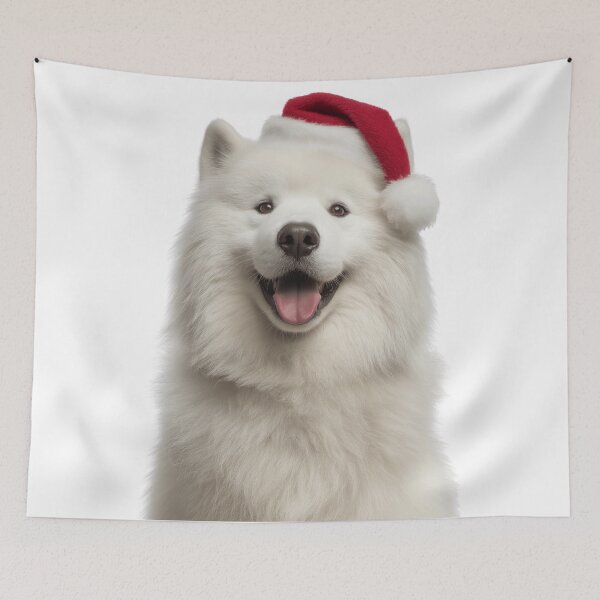 Item preview, Samoyed dog with Christmas Hat – Festive Samoyed Xmas Design designed and sold by LazyOwlStore.