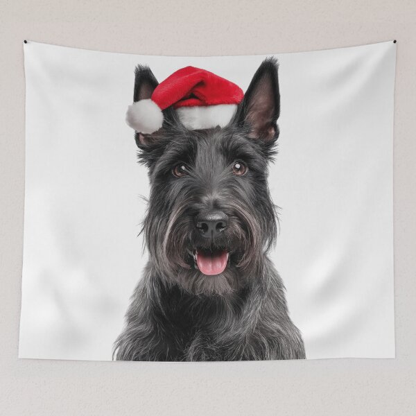 Item preview, Scottish Terrier dog with Christmas Hat – Festive Scottie dog Xmas Design designed and sold by LazyOwlStore.