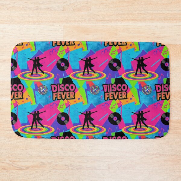 Item preview, Disco Fever Neon Pattern 70s and 80s - Printed Textile Dancers and Vinyl - Retro Groovy Party Night designed and sold by DibuHumor.
