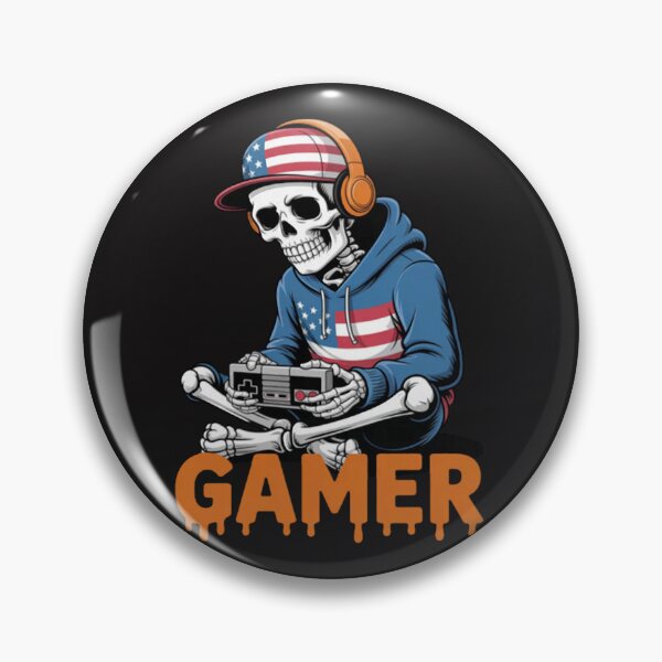 Item preview, Patriotic Halloween Skeleton Gamer Skeleton US Flag designed and sold by CraftyCuttable.