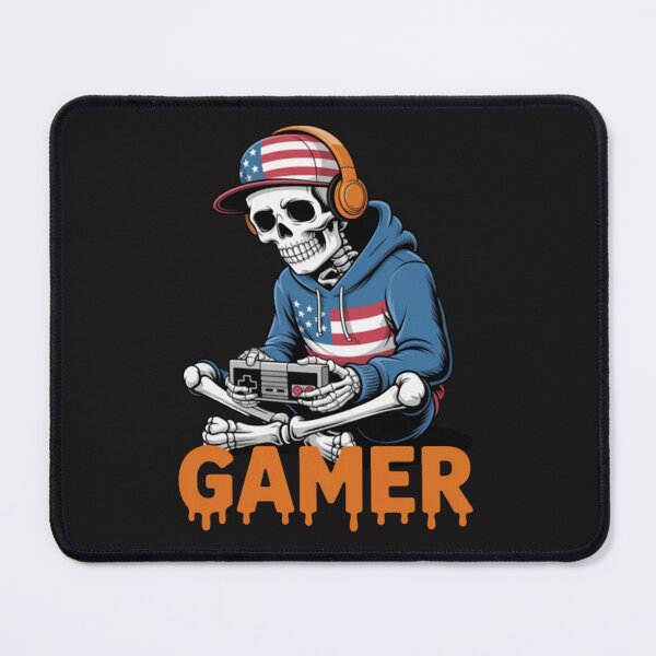 Item preview, Patriotic Halloween Skeleton Gamer Skeleton US Flag designed and sold by CraftyCuttable.