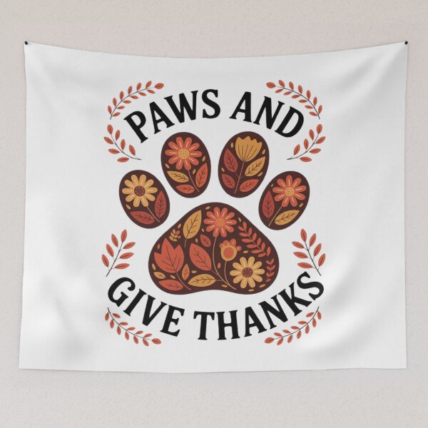 Item preview, Paws And Give Thanks Dog Paw Floral Thanksgiving Day Autumn designed and sold by CraftyCuttable.
