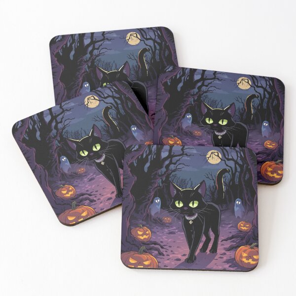 Item preview, Black cat in forest  designed and sold by MagicMeow1.