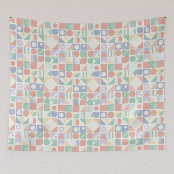 Item preview, Abstract Pastel Geometric Pattern - Retro Memphis Style Group - Modern Color Block Design for Home and Fashion designed and sold by DibuHumor.