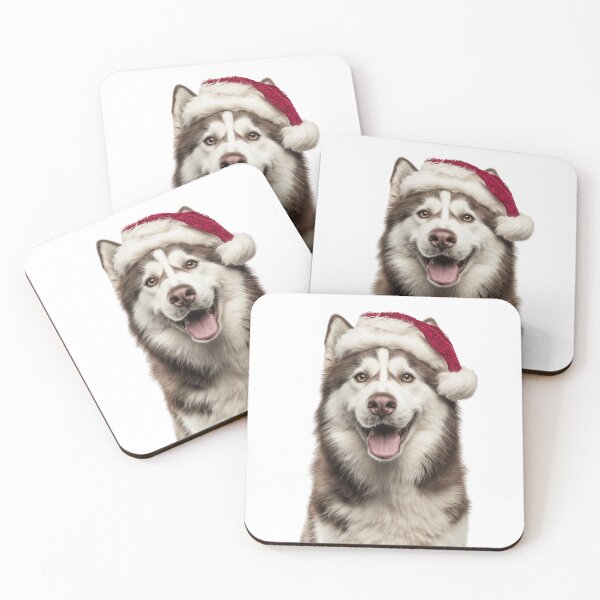 Item preview, Siberian Husky dog with Christmas Hat – Festive Siberian Husky Xmas Design designed and sold by LazyOwlStore.