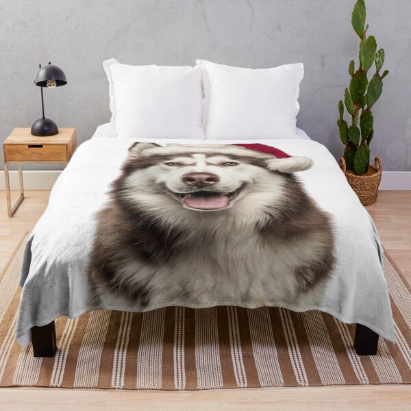 Item preview, Siberian Husky dog with Christmas Hat – Festive Siberian Husky Xmas Design designed and sold by LazyOwlStore.