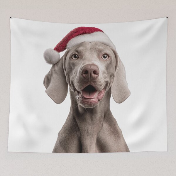 Item preview, Weimaraner dog with Christmas Hat – Festive Weimaraner Xmas Design designed and sold by LazyOwlStore.