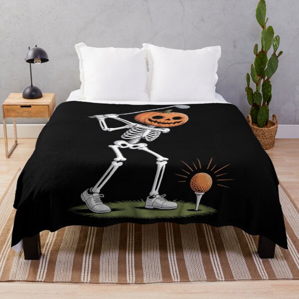 Item preview, Pumpkin Skeleton Playing Golf Matching Halloween designed and sold by HellD3vil-Art.