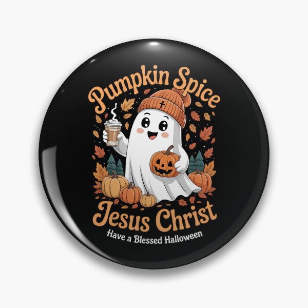 Item preview, Pumpkin spice & Jesus Christ ghost pumpkin spice Halloween designed and sold by HellD3vil-Art.