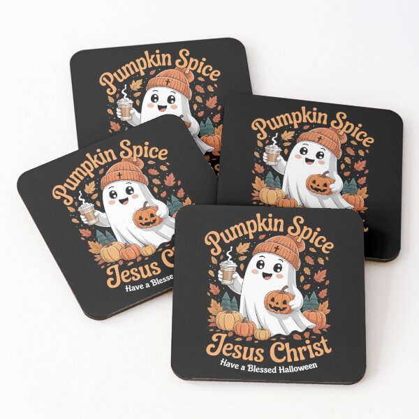 Item preview, Pumpkin spice & Jesus Christ ghost pumpkin spice Halloween designed and sold by HellD3vil-Art.
