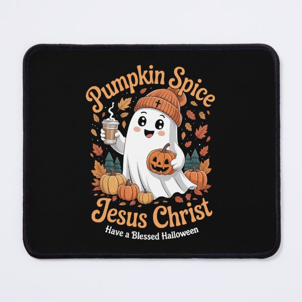 Item preview, Pumpkin spice & Jesus Christ ghost pumpkin spice Halloween designed and sold by HellD3vil-Art.