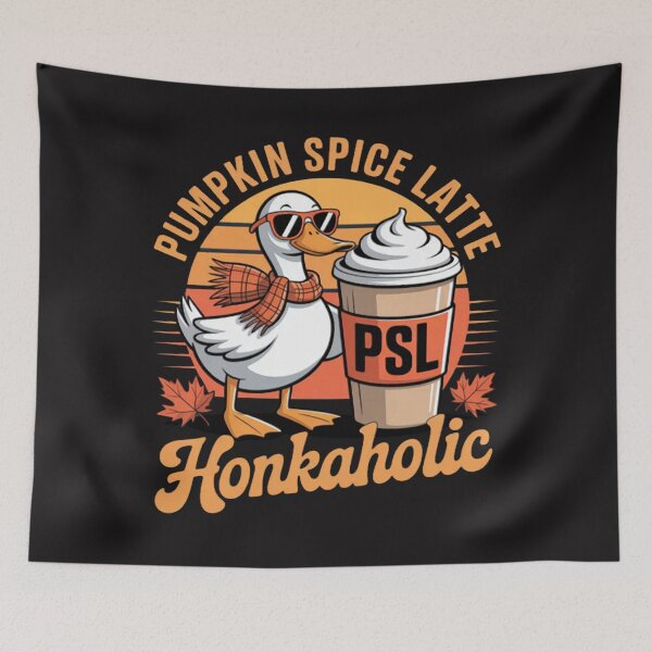 Item preview, Pumpkin Spice Latte Honkaholic Goose Autumn Coffee designed and sold by CraftyCuttable.
