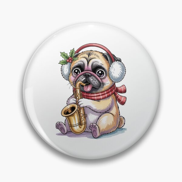 Item preview, Christmas Pug Playing Saxophone designed and sold by jkrphoto.