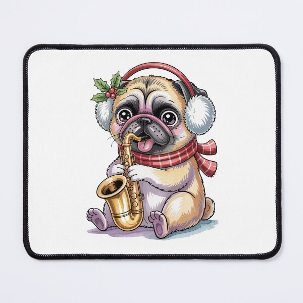 Item preview, Christmas Pug Playing Saxophone designed and sold by jkrphoto.