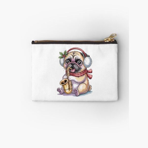 Item preview, Christmas Pug Playing Saxophone designed and sold by jkrphoto.