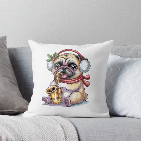 Item preview, Christmas Pug Playing Saxophone designed and sold by jkrphoto.