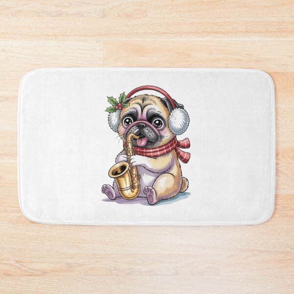 Item preview, Christmas Pug Playing Saxophone designed and sold by jkrphoto.